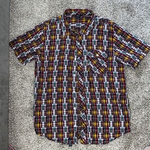 LRG Wovens Plaid mash up button up tee